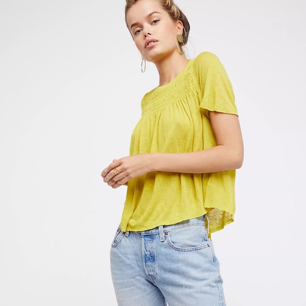 NEW Free People Shirred Tee